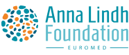 Logo for the The Anna Lindh Foundation is an international organisation working from the Mediterranean to promote intercultural and civil society dialogue.